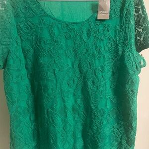 Chico's Emerald Green Lace Blouse